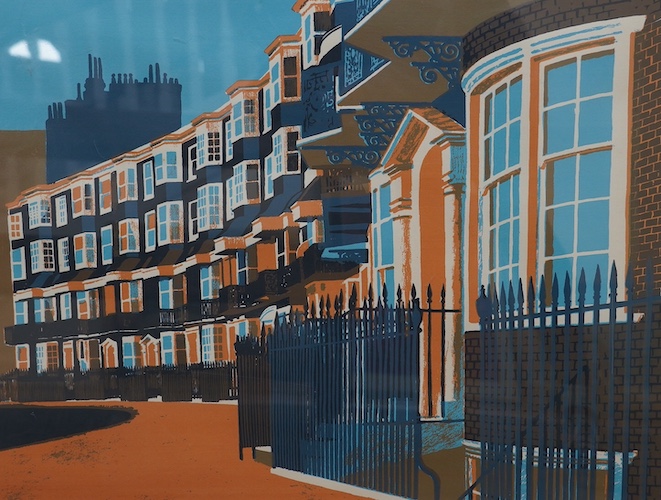 Geoffrey Elliott (b.1935), screenprint, 'Royal Crescent, Brighton', signed and titled in pencil, 49/75, 44 x 58cm. Condition - good